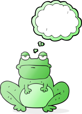 Bir insan tarafından çizilmiş serbest çizim baloncuklu kurbağa.