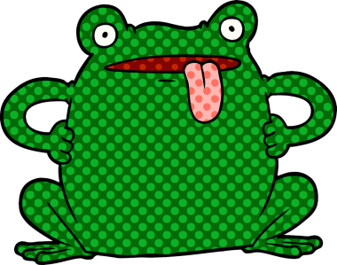 Bir insan tarafından çizilmiş çizgi film karakurbağası.