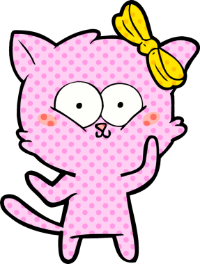 Bir insan tarafından çizilmiş çizgi film kedisi.