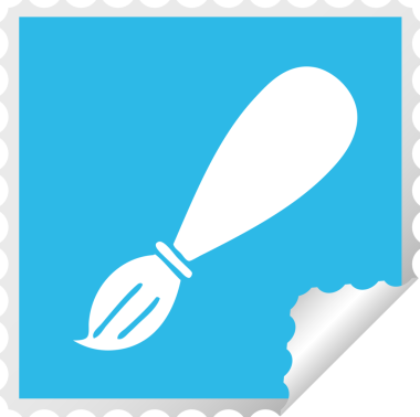 Bir insan tarafından çizilmiş bir boya fırçasının kare soyma etiketi.