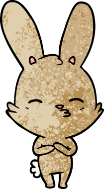 Bir insan tarafından çizilmiş meraklı tavşan çizgi filmi.