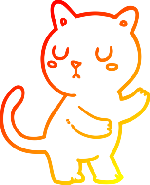 Bir insan tarafından çizilmiş çizgi film kedisinin sıcak çizgi çizimi