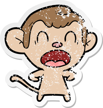 Bir insan tarafından çizilmiş bağıran çizgi film maymunu çıkartması.