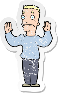 Bir insan tarafından çizilen karikatür adamın gerilmiş çıkartması.