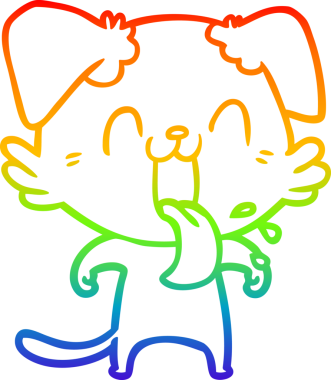 Gökkuşağı gradyan çizgi çizimi Bir insan tarafından çizilmiş nefes nefese bir köpek