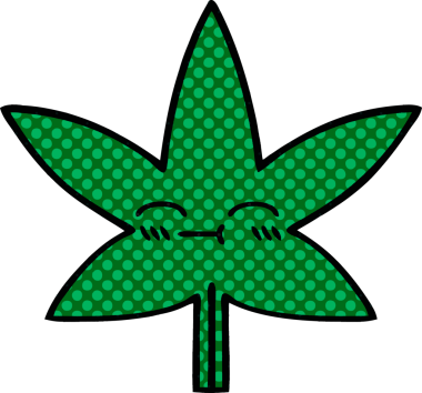 Bir insan tarafından çizilmiş marihuana yaprağının karikatürü.