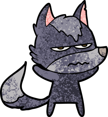 Bir insan tarafından çizilmiş rahatsız kurt çizgi filmi.