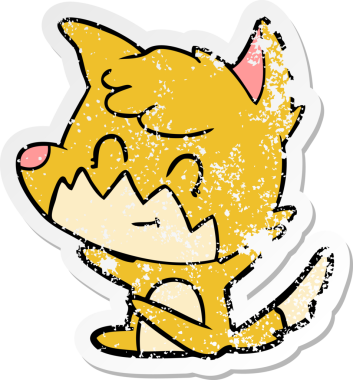 Bir insan tarafından çizilmiş karikatür dostu tilkinin sıkıntılı çıkartması.