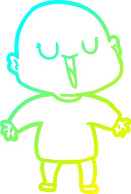 Bir insan tarafından çizilmiş, mutlu, kel bir adamın çizdiği soğuk çizgi.