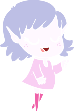 Mutlu düz renkli çizgi film kızı bir insan tarafından çizilmiş.