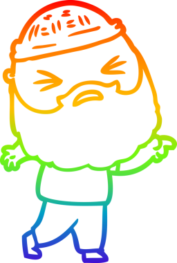 Bir insan tarafından çizilmiş sakallı bir karikatür çizimi.