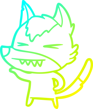 Bir insan tarafından çizilmiş kızgın bir kurt çizgi filmi.