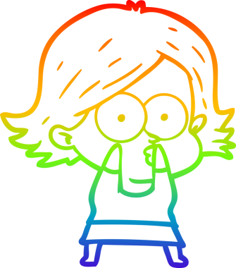 Gökkuşağı gradyan çizimi Bir insan tarafından çizilen çizgi film kızı