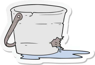 Bir insan tarafından çizilmiş kırık bir kova karikatürü.