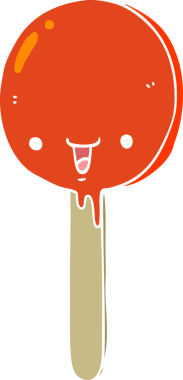 Bir insan tarafından çizilmiş düz renkli çizgi film şekeri lolipopu