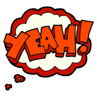 Evet! Bir insan tarafından çizilmiş serbest çizilmiş düşünce balonu karikatürü.