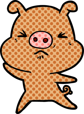 Bir insan tarafından çizilmiş kızgın domuz çizgi filmi.