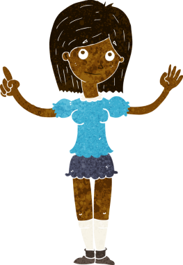 Bir insan tarafından çizilen fikri açıklayan karikatür kadın.