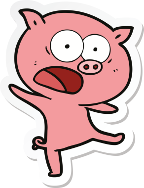 Bir insan tarafından çizilmiş domuz çizgi filmi etiketi.