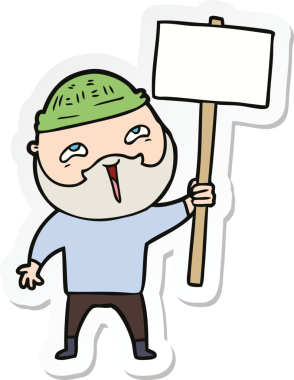 Bir insan tarafından çizilmiş mutlu sakallı bir adamın çıkartması.