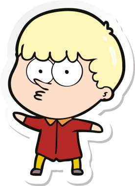 Bir insan tarafından çizilmiş meraklı bir çocuğun çıkartması.