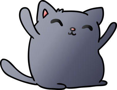 Bir insan tarafından çizilmiş sevimli kawaii kedisinin gradyan çizimi