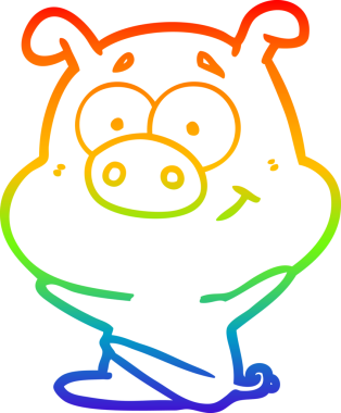 gökkuşağı gradyan çizimi mutlu çizgi domuz çizimi bir insan tarafından çizilmiş