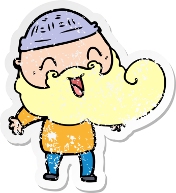 Bir insan tarafından çizilmiş mutlu sakallı bir adamın sıkıntılı çıkartması.