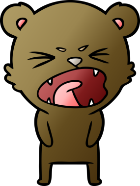 Bir insan tarafından çizilmiş kızgın çizgi film ayısı.