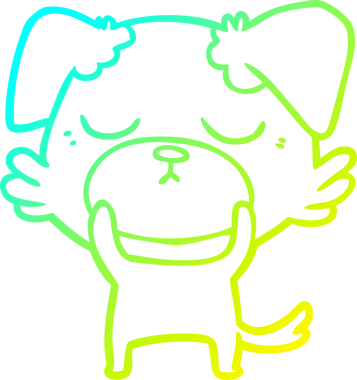 Bir insan tarafından çizilmiş şirin bir çizgi köpeğin soğuk gradyan çizgisi.