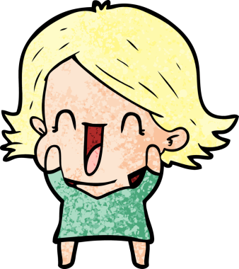 Bir insan tarafından çizilmiş mutlu bir kadın.