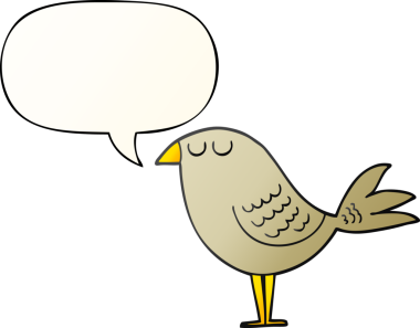 bir insan tarafından çizilmiş yumuşak eğimli konuşma baloncuklu çizgi film kuşu