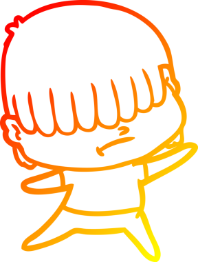 Bir insan tarafından çizilmiş dağınık saçlı bir çizgi film çocuğunun sıcak çizgi çizimi.