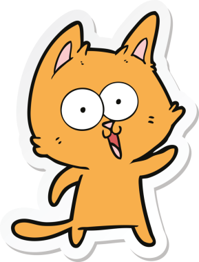 Bir insan tarafından çizilmiş komik bir çizgi film kedisinin çıkartması.