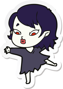 Bir insan tarafından çizilmiş şirin bir vampir kızın çıkartması.