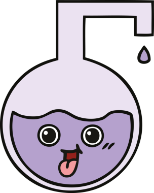 Bir insan tarafından çizilmiş bilimsel bir deneyin sevimli karikatürü.