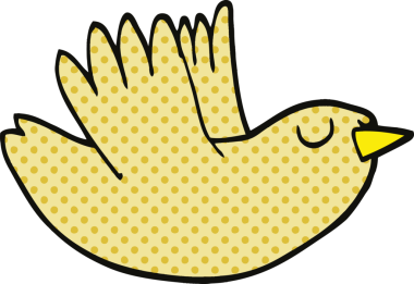 Bir insan tarafından çizilmiş çizgi roman tarzı uçan kuş.