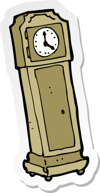 Bir insan tarafından çizilmiş karikatür büyükbaba saati çıkartması.