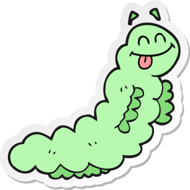 Bir insan tarafından çizilmiş bir tırtılın çıkartması.