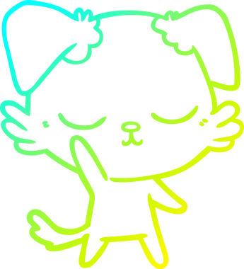 Bir insan tarafından çizilmiş şirin bir çizgi köpeğin soğuk gradyan çizgisi.