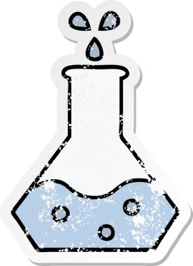 Bir insan tarafından çizilmiş sevimli bir karikatür bilim deneyinin sıkıntılı çıkartması.