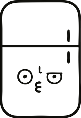 Bir insan tarafından çizilmiş bir buzdolabı karikatürü.