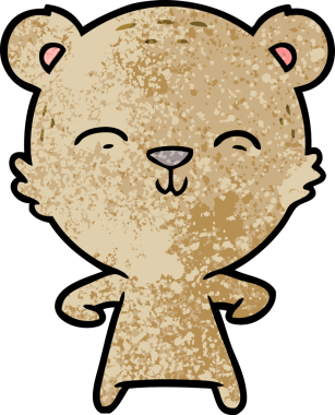 Bir insan tarafından çizilmiş mutlu çizgi film ayısı.