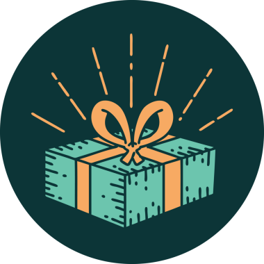 Bir insan tarafından çizilmiş dövme stili bir Noel hediyesi.