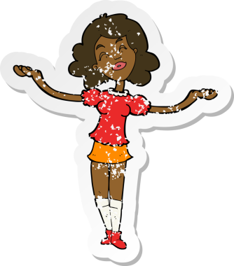 Bir insan tarafından çizilmiş bir karikatür kadının gerilimli çıkartması.