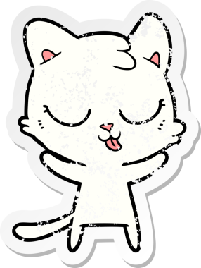 Bir insan tarafından çizilmiş şirin bir çizgi film kedisinin sıkıntılı çıkartması.