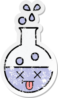 Bir insan tarafından çizilmiş şirin bir çizgi film test tüpünün sıkıntılı çıkartması.