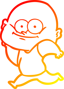 Bir insan tarafından çizilmiş kel bir adamın sıcak çizgi çizimi.