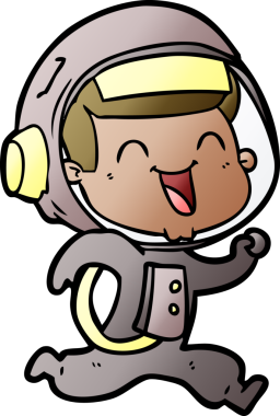 Bir insan tarafından çizilmiş mutlu astronot çizgi filmi.