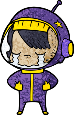 Bir insan tarafından çizilmiş ağlayan astronot kız.